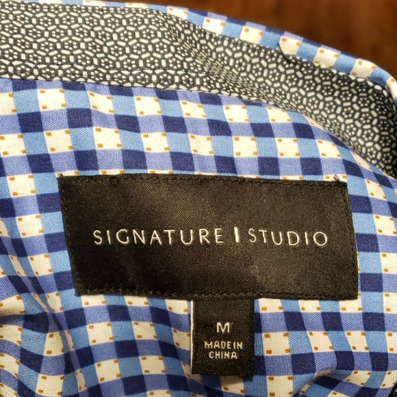 Signature studio short sleeve blue checked shirt - Picture 5 of 5